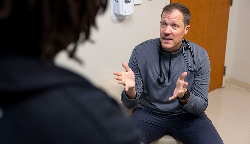 Sports cardiology patient with nurse practitioner